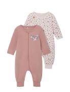 Nbfnightsuit 2P Zip Rosette Flower Noos Pyjama Sie Jumpsuit Haalari Pi...