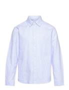 Striped Oxford Shirt Tops Shirts Long-sleeved Shirts Blue Mango