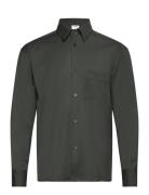 Boxy Wool Twill Shirt Designers Shirts Casual Khaki Green Filippa K