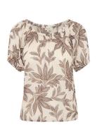 Georgettepw Bl Tops Blouses Short-sleeved Beige Part Two