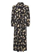 Printed Shirt Dress Maksimekko Juhlamekko Black Mango