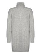 Turtle Neck Knit Dress Lyhyt Mekko Grey Mango