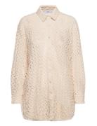 Crochet Shirt Tops Shirts Long-sleeved Beige Mango