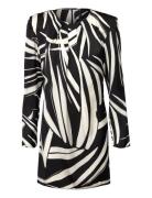 Printed Short Dress Lyhyt Mekko Black Mango