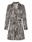 Belted Striped Shirt Dress Lyhyt Mekko Black Mango