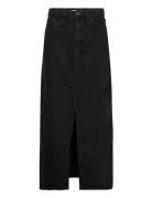 Slit Denim Skirt Pitkä Hame Black Mango