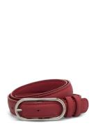 Glossy Nola Leather Belt Vyö Red Becksöndergaard