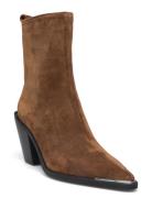 Women Boots Shoes Boots Ankle Boots Ankle Boots With Heel Brown NEWD.T...