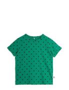 Polka Dot Ss Tee Tops T-shirts Short-sleeved Green Mini Rodini