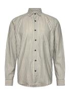 Striped Cotton Shirt L/S Tops Shirts Casual Beige Lindbergh