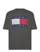 Tjm Ovz Melange Flag Tee Tops T-shirts Short-sleeved Grey Tommy Jeans