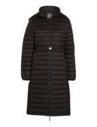 Lw Padded Smocking Midi Coat Topattu Pitkä Takki Black Calvin Klein