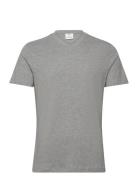 Slim-Fit Cotton V-Neck T-Shirt Tops T-shirts Short-sleeved Grey Mango