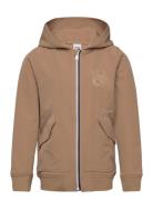 Hooded Cardigan Tops Sweat-shirts & Hoodies Hoodies Brown BOSS