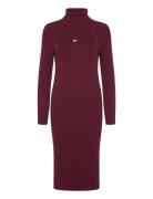 Tjw Mockneck Badge Sweater Dress Polvipituinen Mekko Burgundy Tommy Je...