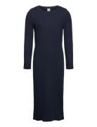 Dress Rib Midi Dresses & Skirts Dresses Casual Dresses Long-sleeved Ca...