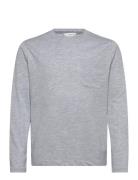 Long Sleeve Cotton T-Shirt Tops T-shirts Long-sleeved T-shirts Grey Ma...