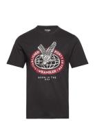 Americana Tee Tops T-shirts Short-sleeved Black Wrangler