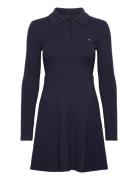 Tjw F&F Polo Cable Sweater Dress Polvipituinen Mekko Navy Tommy Jeans