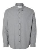 Slhslimowen-Flannel Shirt Ls Noos Tops Shirts Casual Grey Selected Hom...