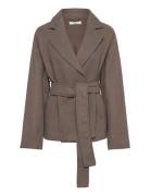 Belted Short Coat Villakangastakki Brown Gina Tricot