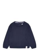 Round-Neck Knitted Sweater Tops Knitwear Pullovers Navy Mango