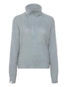 Florie Brushed Zip Knit Tops Knitwear Jumpers Blue Once Untold