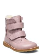 Boots - Flat - With Velcro Talvikengät Tarroilla Pink ANGULUS