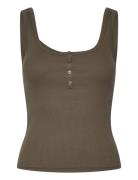 Top With Straps And Buttons Tops T-shirts & Tops Sleeveless Khaki Gree...