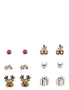 Pcnico O 6-Pack Earstuds Accessories Jewellery Earrings Studs Gold Pie...