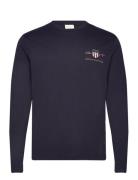 Reg Medium Archive Shield Ls T Tops T-shirts Long-sleeved Navy GANT