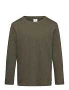 Top Ls Solid Tops T-shirts Long-sleeved T-shirts Khaki Green Lindex