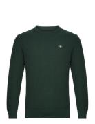 Micro Cotton Texture C-Neck Tops Knitwear Round Necks Green GANT