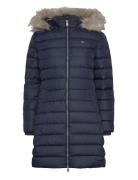 Tjw Essential Hooded Down Coat Topattu Pitkä Takki Navy Tommy Jeans