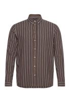 Mmgtheo Stripe Shirt Tops Shirts Casual Brown Mos Mosh Gallery