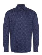 Mk Diamond Print Slim Shirt Tops Shirts Business Navy Michael Kors