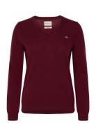 Extrafine Lambswool V-Neck Tops Knitwear Jumpers Burgundy GANT