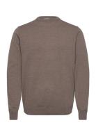 100 % Merino Crew Neck Knit Tops Knitwear Round Necks Brown Lindbergh ...