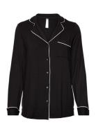 Pyjama Shirt Viscose Piping Toppi Black Lindex