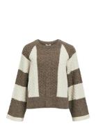 Objrosa Knit L/S Re Pullover 134 Tops Knitwear Jumpers Brown Object