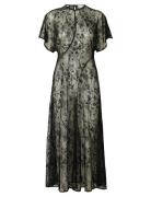 Slfdaphne Ss Midi Lace Dress Polvipituinen Mekko Black Selected Femme