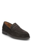 Slhblake Suede Penny Loafer Loaferit Matalat Kengät Brown Selected Hom...