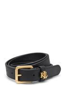 Logo-Keeper Leather Belt Vyö Black Lauren Ralph Lauren