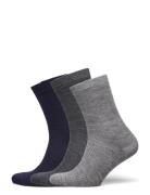 Fine Wool Rib Socks - 3-Pack Lingerie Socks Regular Socks Grey Mp Denm...