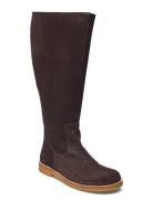 Booties - Flat - With Elastic Korkeavartiset Saapikkaat Brown ANGULUS