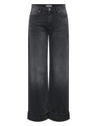 Onlella Mw Wide Fold Up Tai523 Dnm Bottoms Jeans Wide Black ONLY