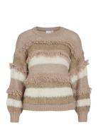 Vituri O-Neck L/S Sequin Knit Top Tops Knitwear Jumpers Beige Vila