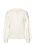 Fluffy Knitted Pearl Cardigan Tops Knitwear Cardigans White Bubbleroom