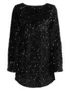 Onlanika Sequins Ls Bow Dress Wvn Lyhyt Mekko Black ONLY