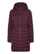 Chevron-Quilted Hooded Jacket Topattu Pitkä Takki Burgundy Lauren Ralp...